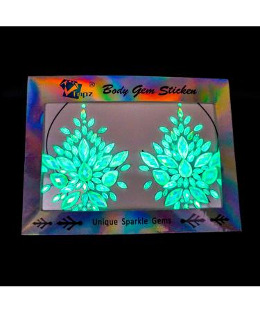 glow in the dark face gems halloween makeup body gems stick on jewels festival nipple sticker body jewelry Rave Accessories temporary tattoos Stickers for halloween Christmas (TP351 chest paste)
