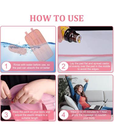 Organic Reusable Castor Oil Pack Kit - Comfortable Cotton Wrap for Liver Detox Muscle Pain Relief & Constipation - Adjustable Massage Belt in Pink - Buy Online on GoSupps.com