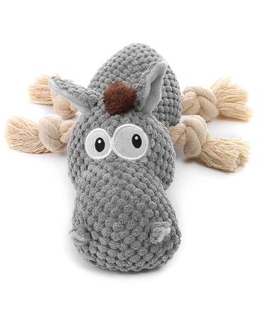 Sedioso Dog Toys, Dog Plush Toy for Large Breed, Cute Squeaky Dog Toys with Crinkle Paper , Dog Chew Toys for Puppy, Small, Middle, Big Dogs Donkey(Grey)