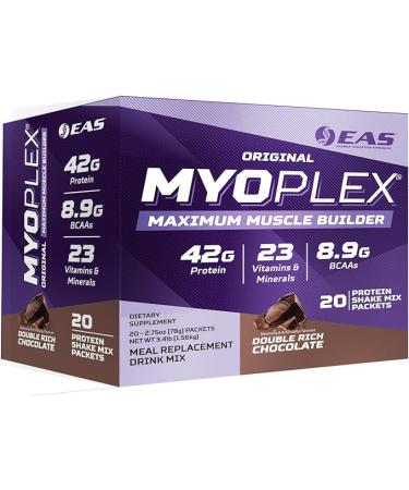 Original Myoplex Maximum Muscle Builder | Meal Replacement Protein Drink Mix | Quality Protein Blend | 42g Protein | 20 Individual Packets (Double Rich Chocolate)