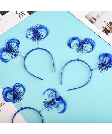 Lezevn 3 Pieces Blue Ponytail Feathers Headband Bopper Pom Party Headband Costume Props for Women Girls Party Accessory - Buy Online on GoSupps.com