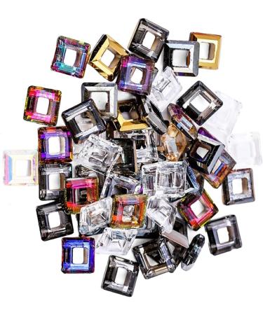 dijiusidy 50 Pieces Glass Crystal Set Eye-catching Personalized Nail Art Rhinestones DIY Handcraft Manicure Accessories for Card Making Square Ring of Angel - Buy Online on GoSupps.com