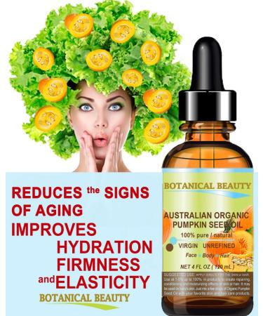 Buy Organic Pumpkin Seed Oil - 100% Pure Cold Pressed Carrier Oil for Face Skin Hair Nails | Botanical Beauty 4 Fl. oz. (120 ml - Buy Online on GoSupps.com