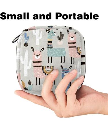 Animal Llama & Cactus Pattern Menstrual Cup Pouch | Sanitary Napkin Storage Bag | Portable Feminine Menstrual Period Bag - Color 9 - Buy Online on GoSupps.com