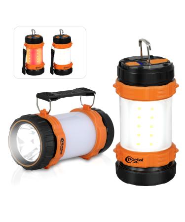 PORTAL Camping Lantern Rechargeable, Portable LED Flashlight Lantern, Camping Light for Power Outages, Emergency, Outdoor Hiking, Hurricane, Survival, 2-in-1(500LM, 4400mAh)