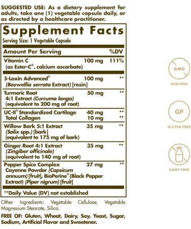 Solgar No. 7 Joint Support Capsules with Collagen, Turmeric, Boswellia, EsterC - 105 Count (Pack of 1) | Non-GMO, Gluten-Free, Dairy-Free - Buy Online on GoSupps.com