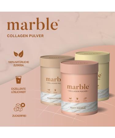 Marble Collages Powder 500g - High-Dose Collagen & Amino Acids for Skin Glow - Plastic-Free Peach Hibiscus - International Shipping Available - Buy Online on GoSupps.com