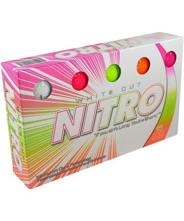 Long Distance Peak Performance Golf Balls (15PK) - Nitro White Out 70 Compression High Velocity Core - USGA Approved - 15 Multi-color Balls - Buy Online on GoSupps.com