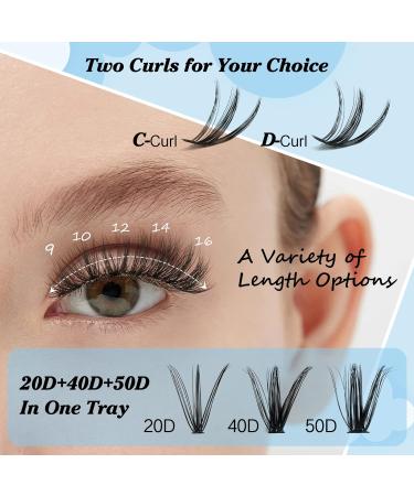 300 Pcs Cluster Lash Kit 20D+40D+50D - DIY Lash Extensions for Natural Volume Look - Easy to Apply Thin Band - C-Mix 9-16mm - Buy Online on GoSupps.com