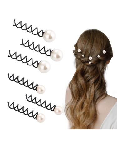 3 Pairs Lovely Artificial Pearl Spiral Hair Pin  Spiral Spin Screw Hair Pins  Bobby Pins Twist Insert Hairpins  Spiral Spin Hair Clip Bun Stick for Women Bun Hair Style DIY