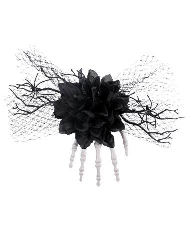 Gothic Hair Clips Rose Barrettes for Halloween Horror Festival Hair Pins Portable Hair Accessories for Women & Girls Black