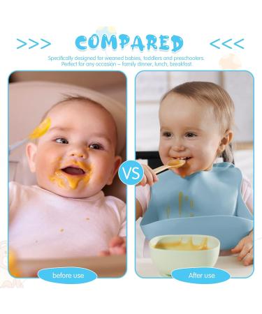 ZS ZHISHANG Baby Weaning Set - Silicone Baby Feeding Set with Suction Bowls, Plates, Cutlery - Blue - Ideal Baby Gifts - Buy Online on GoSupps.com