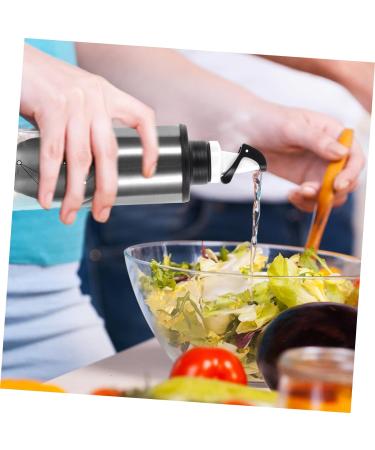 Zerodeko Glass Oil Bottle 2pcs Condiment Bottles Vegetable Oil Metal Glass Condiment Dispenser 27.5X7CMx2pcs Silverx2pcs - Buy Online on GoSupps.com