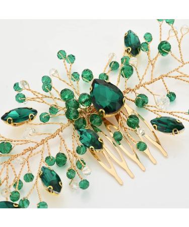 Hicollie Bridal Hair Comb Wedding Hair Clips Womens Hair Accessories Green Hair Accessories Green Crystal Hair Vine Comb Wedding Hair Accessory for Bride Bridesmaid Girls - Buy Online on GoSupps.com