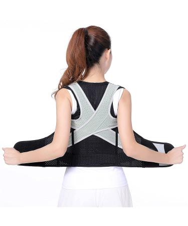 Posture Corrector Breathable Lumbar Support for Men Women - Adjustable Full Back Straightener Neck Pain Relief Belt Shoulder Support Stra Back Posture Elegant Svart X