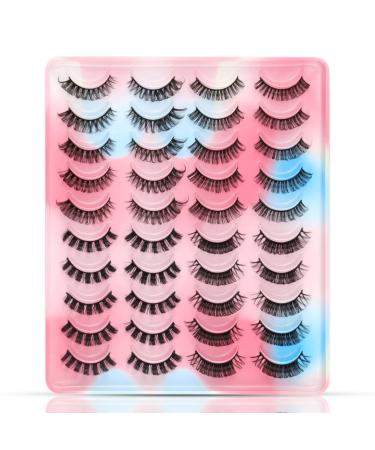 EMEDA 20 Pairs Russian Strip Lashes 4 Styles D Curl Strip Lashes 3D Fluffy Russian Lashes That Look Like Extensions 100% Handmade 15mm-18mm Russian Volume Strip Lashes Faux Mink Lashes Multipack