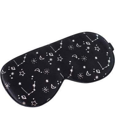 Adjustable Silk Sleep Mask - Super Soft Eye Mask for Ultimate Comfort and Relaxation | Silver Starrysky Black - Buy Online on GoSupps.com