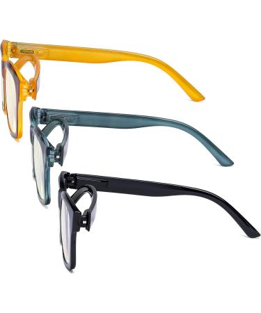 Eyekepper 3 Pack Blue Light Filter Glasses for Men & Women - Large Square Frame +1.50 Computer Reading Glasses | Anti-Glare & Blue Ray Protection - Buy Online on GoSupps.com