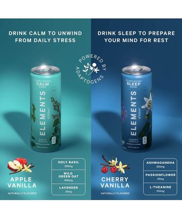 Elements of Balance Adaptogen Variety Pack | Calm, Sleep, Focus, Energy | 0 Sugar, Low Calorie, Vegan, Gluten-Free | 11.5 Fl Oz (12 Pack) - Buy Online on GoSupps.com
