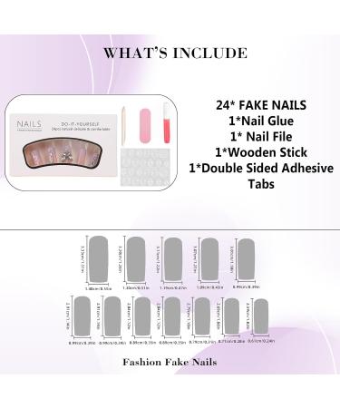 Shop Press on Nails - Long Square Purple Gradient Full Cover with Butterfly Rhinestones | Glossy False Nails Kit - A-18 Purple - Buy Online on GoSupps.com