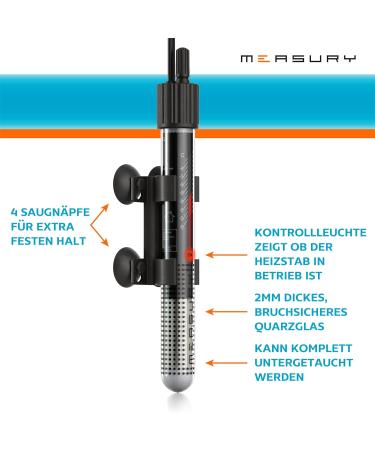 Measury Aquarium Heater 25W - Ideal for Nano Aquariums up to 20L with Indicator Light - Buy Online on GoSupps.com