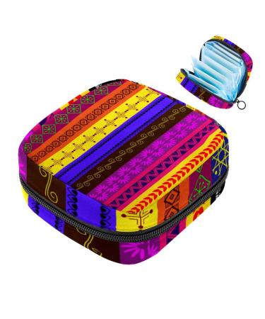 Storage bags for women's bandages retro texture portable menstrual pad bag panty lores tampons women's bandages storage holder for women school office multi-colored 09