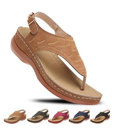 vljsfkh Almusi Sandals Almusi Orthopedic Arch Sandals Leather Orthopedic Arch Support Sandals Diabetic Walking Sandals Brown 10