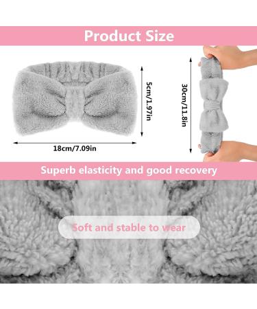 Women's Spa Bowknot Headband - Coral Fleece Makeup & Hair Band | Elastic Cosmetic Headwrap for Shower & Skincare (Gray) - Buy Online on GoSupps.com