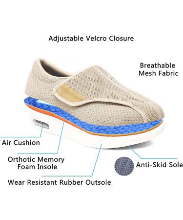 SDEQA Men's Adjustable Wide Fitting Diabetic Edema Walking Shoes - Breathable, Plantar Fasciitis Relief, Memory Foam Slippers - Size 8.5 - Buy Online on GoSupps.com