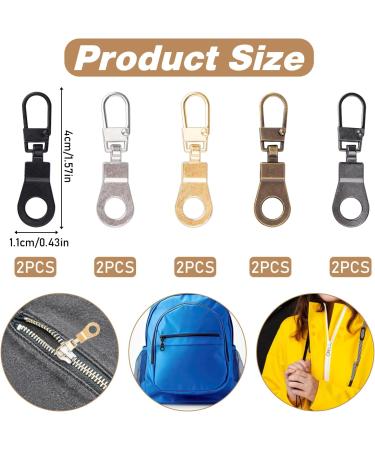 10-Piece Removable Zipper Tabs & Slider Set for Repairing Zippers on Luggage Jackets & Backpacks - 5 Colors Available - Buy Online on GoSupps.com