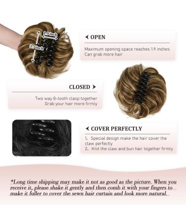 Chocolate Brown with Light Golden Blonde Highlights Real Human Hair Claw Clip Messy Bun Extension for Women - Buy Online on GoSupps.com