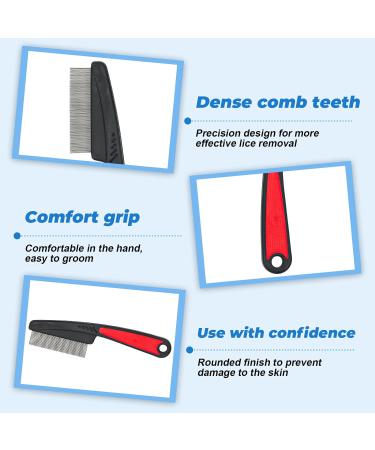 Flea Comb for Dogs and Cats - Stainless Steel Fine Long Teeth Flea Catcher - Tick Removal Tool and Lice Remover - Red Color - 6PCS - Buy Online on GoSupps.com