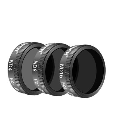 Neewer DJI Mavic Air Lens Filter Kit - 3 Pieces Pro Neutral Density Filters ND4, ND8, ND16 Filter, Made of Multi Coated Waterproof Aluminum Alloy Frame Optical Glass (Black) ND Kit