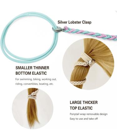 Ponytail Holders Colorful Elastic Hair Ties for Thick Hair Long Hair Tie Scrunchies No Damage for Wind Water Sport Strong Braided Pony Tails Wrap Hair Ties for Swimming Diving (1pc-35" Green+Pink) - Buy Online on GoSupps.com