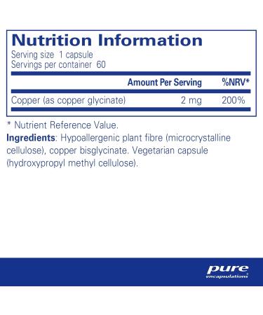 Pure Encapsulations Copper Glycinate 60 Capsules - Immune System Support - Buy Online on GoSupps.com
