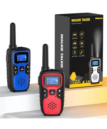Walkie Talkies for Adults-Wishouse 2 Way Radio Long Range,Hiking Accessories Camping Gear Toys for Kids with Flashlight,SOS Siren,NOAA Weather Alert Scan,VOX,22 Channel,Easy to Use(No Battery Charger) Red Blue