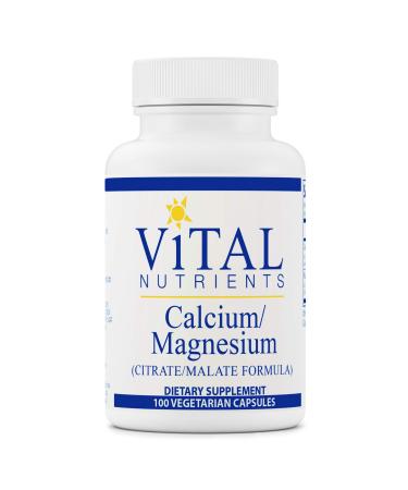 Vital Nutrients - Calcium/Magnesium (Citrate/Malate) - Cardiovascular Muscle and Bone Support - 100 Vegetarian Capsules per Bottle - Buy Online on GoSupps.com