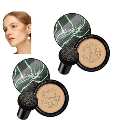 Chaffu Moisture Cushion CC Cream, Mushroom Head Air Cushion CC Cream, Liquid CC Foundation, CC Cream Foundation, Full Coverage Moisturizing Foundation, Oil-Controlling Moisturizer(Brunet Brown,2 pcs)