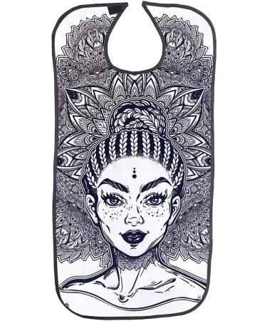 FUSHIDA Adult Bib Water Resistant PVC Bibs on Dinner Table Elegant Printing Cotton Cloth Cover for Men & Women Eating Adjustable Strap Bibs with Beauty Girl Pattern(FYH653-CA) - Buy Online on GoSupps.com
