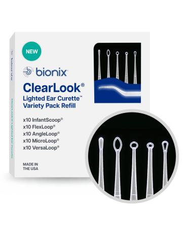 Bionix - ClearLook Lighted Ear Curette Variety Pack Safe Earwax Removal Tool Aids in Excess Cerumen Removal Convenient & Easy-to-Use Ideal for Healthcare Providers Single-Use (50 Count)
