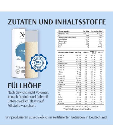 Xbyx Energy PUR 500g | Vegan Superfood Protein Powder | 16 Portions | No Sweeteners | Essential Amino Acids & Vitamins | Made in Germany - Buy Online on GoSupps.com