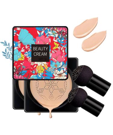 Consecutive Beauty Cream 2024 New Air Cushion CC Cream Foundation BB Cream Face Make Up Long-Lasting Matte Waterproof Moisturizing Concealer Beauty (Natural+Natural)