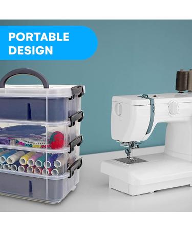 Stackable Storage Container with 2 Trays - Gray | Craft Storage & Bead Organizer Box - Buy Online on GoSupps.com