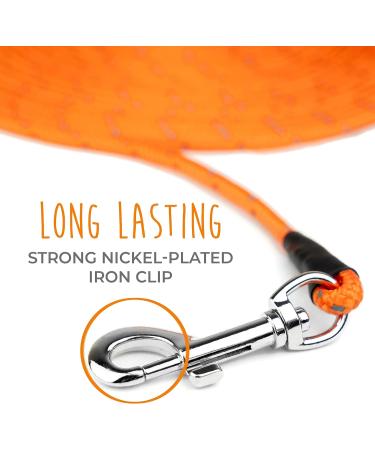 Mighty Paw Check Cord 9m/30ft Dog Training Lead | Weather Resistant Climbers Rope with Reflective Stitching - Orange | Ideal for Training, Swimming, Hunting & Camping - Buy Online on GoSupps.com