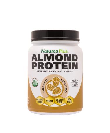 Natures Plus Almond Protein Powder - 1.04 lbs Unflavored - USDA Certified Organic Non-GMO Vegan Protein Powder No Added Sugar Promotes Muscle Recovery - Vegetarian Gluten-Free - 15 Servings