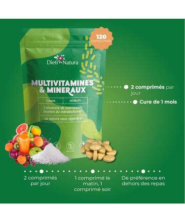 DIETI NATURA - Vitamins & Minerals - Food Supplement - Prevents & Supplements Deficiencies - Immune System - Non-GMO Gluten & Lactose Free - Made in France - 120 Tablets - Buy Online on GoSupps.com