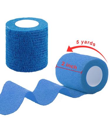BQTQ 2 Inch Cohesive Bandage Wrap Tape - Self Adherent Stretch Bandage for Ankle Sprains & Swelling - Ideal for Human and Animals - 8 Rolls Blue - Buy Online on GoSupps.com