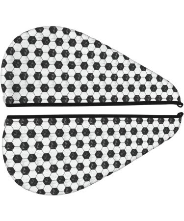 Quick-Dry Hair Towel Wrap - Soccer Design | Hair Drying Towel with Button for Effortless Drying - Buy Online on GoSupps.com
