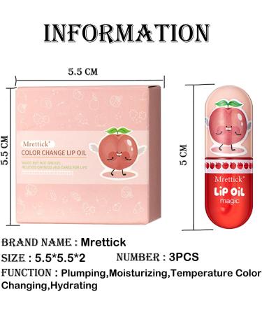 Mrettick 3Packs Hydrating Lip Oil Temperature Color Changing Lip Oil Plumping Lip Gloss Moisturizing Lip Oil Tinted for Lip Care and Dry Lip - Buy Online on GoSupps.com