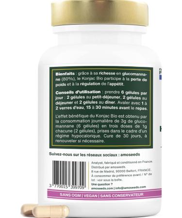 Organic Konjac Extra Strong | 3000mg Glucomannan | 180 Vegan Capsules | Weight Control Aid in Low Calorie Diet | Top Quality - Buy Online on GoSupps.com